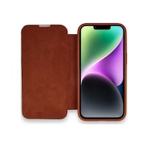 Newface - 985 - İphone 14 Pro Max Kılıf Dolpin Kapaklı - Edntrend - - Kahverengi