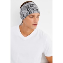 Erkek Pamuklu Penye, Kaymaz, Ultra Hafif, Spor Geniş Saç Bandı Bandana Buff - Tek Ebat / Gri Gri