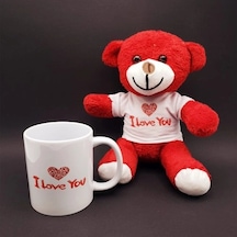 Hubrendy Emin I Love You Baskılı Kupa Ve Kırmızı Ayıcık Seti