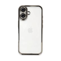 Apple iPhone Uyumlu  16 Plus Uyumlu Kılıf Lensli Silikon - Titanyum Gri