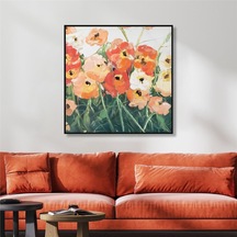 Yağlı Boya Dokulu Tablo Modern Gelincikler Siyah Çerçeveli U02011-178866