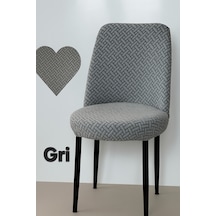 Tuğla Desen Oval Sandalye Kılıfı Likralı Esnek Yıkanabilir Lastikli Sandalye Örtüsü 1 Adet Gri - 794636120 Gri