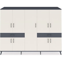 Hyperion Dolap 12 Raflı 2 Çekmeceli 8 Kapaklı 220x44x163 Antrasit Antrasit-aytaşı/antrasit