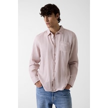 Guess Eco Napa Lınen Solıd Ls Shırt Pembe Erkek Gömlek M6gh59w1827-f6bx