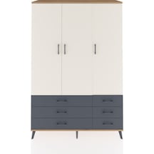 Hyperion Dolap 5 Raflı 6 Çekmeceli Tek Askılı 132x44x195 Çam-aytaşı/antrasit Aytası/antrasıt