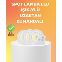 Hubrendy Tekno Çok Amaçlı Kullanım İçin Kablosuz Yapışkanlı 3 Lü Uzaktan Kumandalı Led Spot Lamba