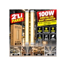 2 Li Paket 100 Watt 4 Sira 4000k Gün Işığı Led Kristal Plastik Armatür, 120 Cm, Ofis Ve Fabrikada, Sarı - 941477058 Sarı