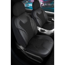 Mg Zs Deri Detaylı Oto Koltuk Kılıfı Ön Arka Set Siyah Siena Seri Şhn