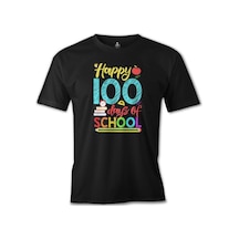 100 Days Of School - Happy Siyah Erkek Tshirt