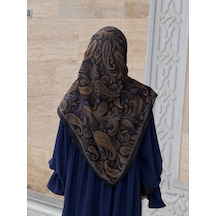 Qalortex Scarf Pamuklu Soft Açelya Desen Eşarp-morcivert Siyah Morcivent-siyah