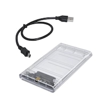 Wozlo 2.5 İnç Sata Usb 2.0 Harddisk Kutusu - Şeffaf - Mini Usb
