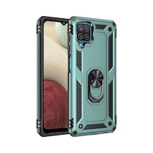 Galaxy A22 Kılıf Sofya Yüzüklü Silikon Kapak - Yeşil