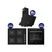 Flowart Digital QBL63CS+SC205-FA+D063-SA Siyah Kaymaz Döküm Izgaralı Cam Ankastre Set