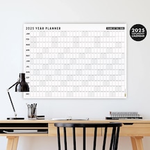 2027 Yıllık Planlayıcı Duvar Takvimi, Aylık Planlayıcı Aile Takvimi, Siyah Beyaz Yatay Takvim
