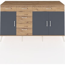 Kronos Konsol 2 Raflı 5 Çekmeceli 3 Kapaklı 176x59x99 Çam-antrasit/çam Antrasıt/atlas Çam - Atlas Çam