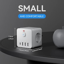 Xuweiwei Beyaz 7si 1 Arada Kare Priz Asiri Gerilim Korumali Anahtarlı 4 Usb Portlu Ab Fiş 220 240v