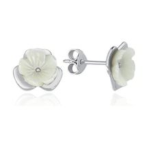 Parıltılı Manolya Çiçeği Goncası Flowers Gümüş Küpe