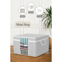 Maxi Pencereli Baza Altı Hurç - Çekyat Baza Tipi Yastık Kıyafet Saklama Hurcu 45 X 40 X 30 Cm Gri