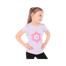 Toontoy Kids Kız Çocuk Baskılı Bisiklet Yaka Kısa Kollu Tişört Mavi