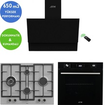 Afm Tech Ve Ferre Griom Turbolu Inox - Siyah ED071-WFA WOK + FM7700 + FM3400 Ankastre Set