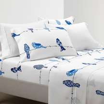 Rowley Birds Yumuşak Çarşaf 6 Parça Set, Kraliçe, Lacivert Çok Renkli