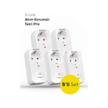 S-link Sl-010 Bykalite 5li Set 16a/250v 750 Joule Anahtarlı Isıya Duyarlı Devre Ve Akım Korumalı Tekli Priz 0.2 M