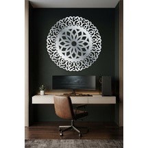 Lotus Mandala Metal Duvar Tablosu - Duvar Sanatı - Duvar Dekoru - Krom