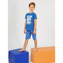 Vitmo Erkek Çocuk Kısa Kollu Kapri Pamuklu Rock Star Pijama Takımı İndigo