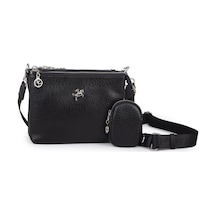 Nas Bag Mini Kadın 3 Gözlü Cüzdanlı Günlük Çapraz Çanta Siyah Victoria