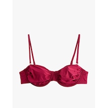 Koton Drapeli Kalp Yaka Parlak Balenli Bikini Üstü Çıkarılabilir Askılı Bordo 6sak10113mm