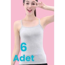 Mood Agenda Kadın İp Askılı Pamuklu Atlet 6 Adet Gri