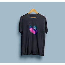 Oversize Kelebek Tasarım Unisex T-shirt Siyah