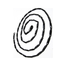 Siyah Üçgen Küp Ince Erkek Çelik Kolye Zincir Eck14 Beyaz