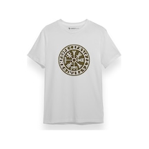 Vikings Vegvisir Runes Beyaz Kısa Kol Erkek Tshirt 001