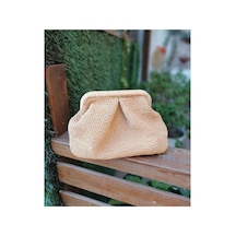 El Yapımı Hasır Gizli Burslu Clutch Portföy Çanta