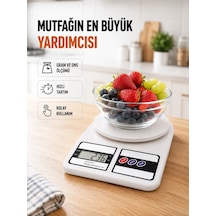 Mey İthalat Beyaz Plastik Dijital Mutfak Tartısı - 24x16.8x1.5cm Renkli