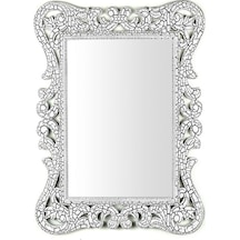 Dekoratif Küçük Kare Ayna Beyaz Desenli 54 67 Çok Renkli