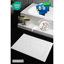 6'lı Greek Ayak Havlusu - 50x70 Cm, 245 Gr, %100 Pamuk, Spa Ve Otel Banyo Paspası, Günlük Kullanıma