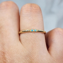 Firuze Turkuaz Taşlı 925 Ayar Gümüş Alyans Yüzük