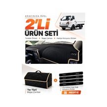 E-biz Hyundai H100 2020-2024 Uyumlu Torpido Örtüsü + Tay Tüyü Bagaj Çantası - Siyah-bej - Hu023