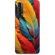 Huawei P Smart 2021 Uyumlu Silikon Kılıf Pastel Renkli Tüyler