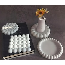 4 Lü Dekoratif Set Bubble Takı Tabağı/ Bardak Altlığı Beton Ürün
