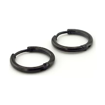 Yuvarlak Tasarım Ince Halka 16 MM Siyah Çelik Küpe E754