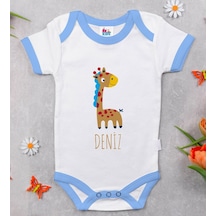 Bitmeyenkartus Bk Kids Kişiye Özel Mavi Bebek Body Zıbın - Model 149 Çok Renkli