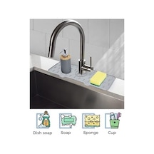 Silikon Musluk Matı Su Geçirmez Lavabo Kenar Damlatmaz Altlık Düzenleyici Mat Açık Bej