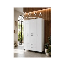 Nova 4 Kapılı 2 Çekmeceli Dolap, Gardrop Beyaz