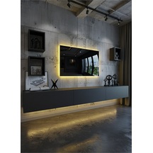 Resital Duvara Monte Ledli 270 Cm Tv Ünitesi Duvar Raflı - Ll6024 Antrasit
