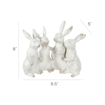 Creative Co-op Ec0147 Badanalı Polyresin Tavşan Tavşan Dörtlüsü Figürleri Ve Figürleri, Beyaz
