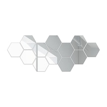 Gümüş Esnek Yansıtıcı Altıgen Ayna Levhalar Kendinden Yapışkanlı Ayna Fayansları Cam Olmayan Ayna Etiketi Type 2 Gümüş