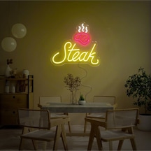 Steak Yazılı Ve Şekilli Neon Tabela Çok Renkli